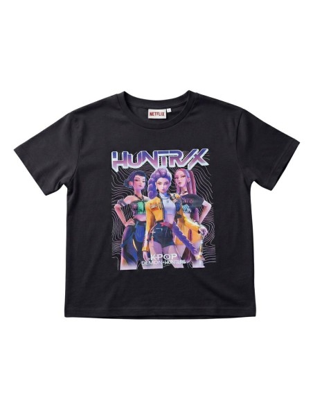 Camiseta mc Huntrix KPop Demon Hunters negro (6 a 14).