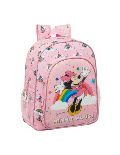 Mochila 38cm Minnie Mouse Rainbow adaptable (cabe libreta...