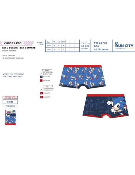 Pack 2 calzoncillos boxer de Sonic VH8061.E00 I22