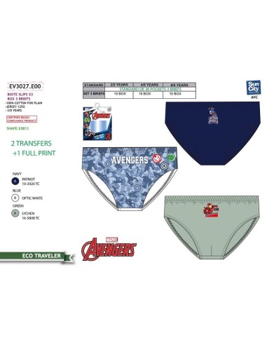 Pack 3 slip Vengadores EV3027
