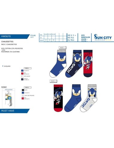 Pack 3 calcetines de Sonic I23