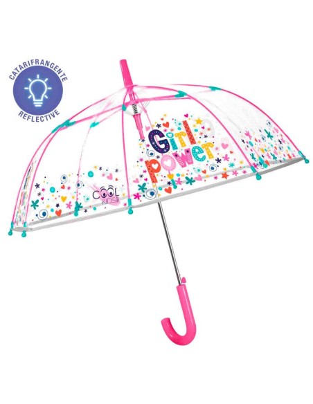 Paraguas automatico transparente Girl Power diámetro 71cm