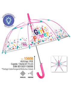 Paraguas automatico transparente Girl Power diámetro 71cm 2