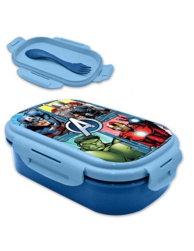 Sandwichera rectangular con cubierto de Vengadores