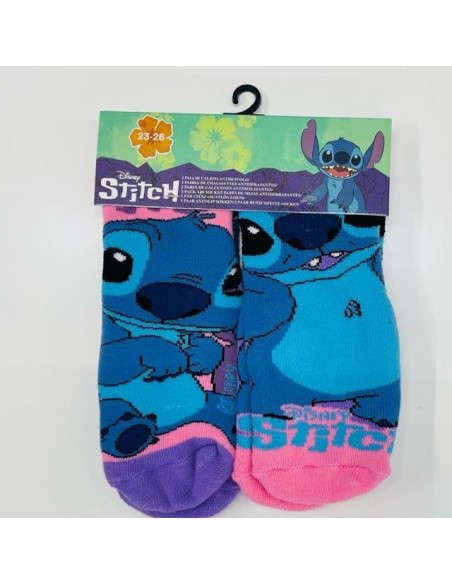 Set 2 calcetines antideslizantes Stitch rosa