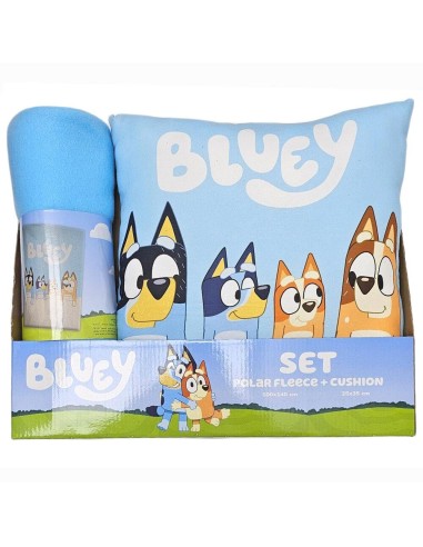 Set manta polar + cojin Bluey