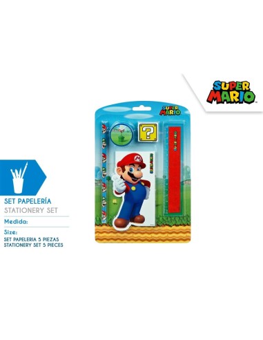 Set papeleria 5 pzas Super Mario