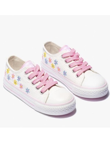 Zapatillas  Conguitos Flores Lona Blanco...