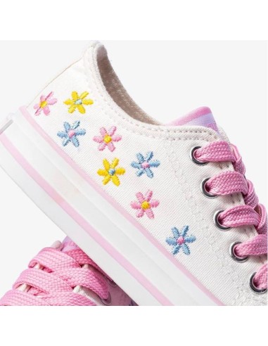 Zapatillas  Conguitos Flores Lona Blanco...