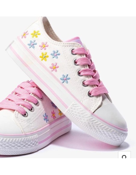 Zapatillas  Conguitos Flores Lona Blanco NV128320 (27-36)