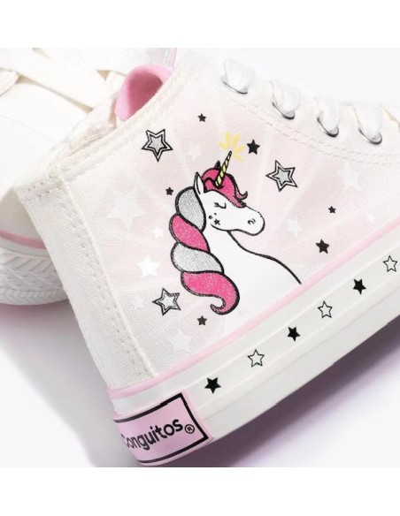 Zapatillas  Conguitos altas Unicornio Solar Lona Blanco NV128333 (27-36)