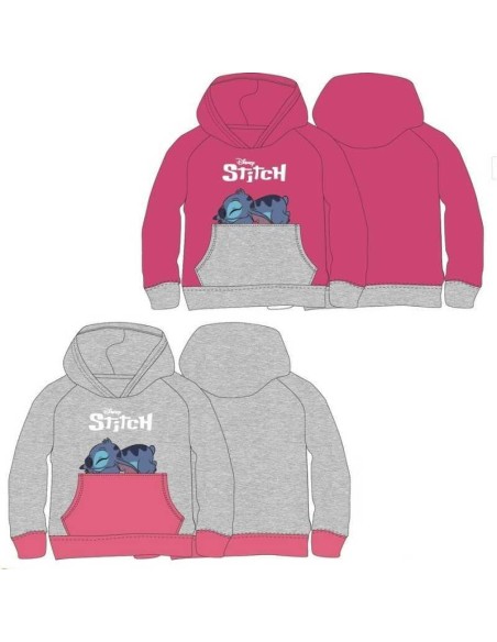 Sudadera capucha Stitch (GRIS/FUXIA) T2A8