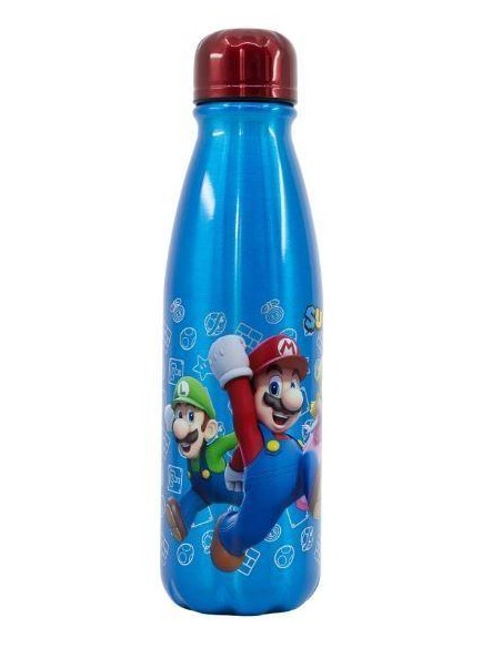 Botella aluminio 600ml Super Mario