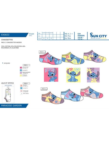 Calcetínes Stitch Pack de 3 EX0653 v24