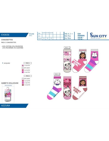 Calcetínes Gabbys dollhouse Pack de 3 EX0656 v24