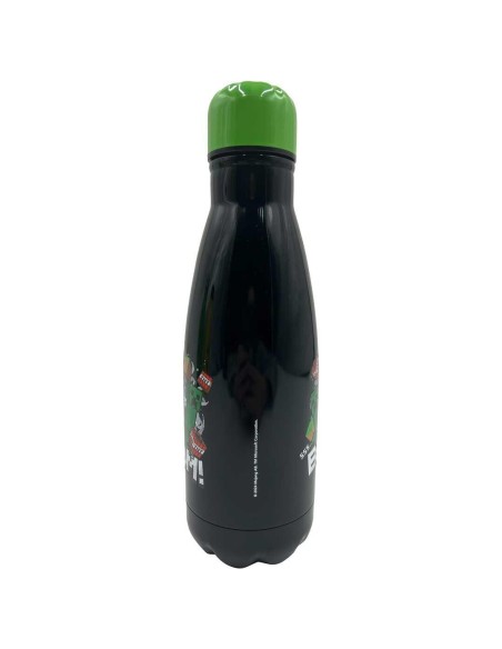 Botella acero inoxidable Minecraft negratapa verde 500ml