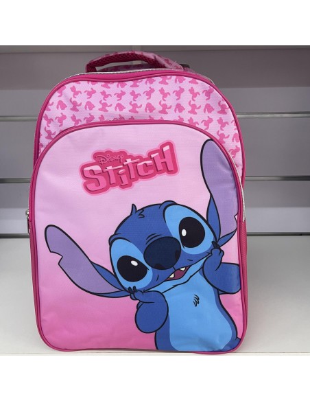 Mochila 42cm Stitch 3 cremalleras rosa