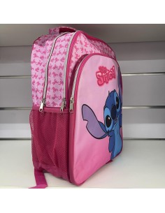Mochila 42cm Stitch 3 cremalleras rosa 2