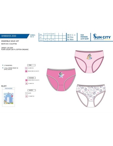 Braguita Bluey pack de 3 XH80055 I24