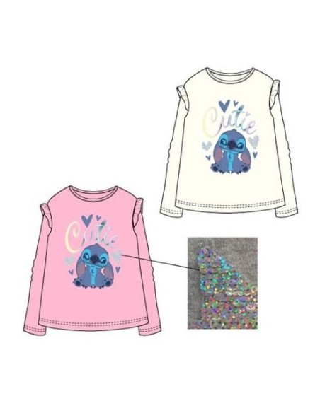 Camiseta ml Stitch BLANCO/ROSA XH1369