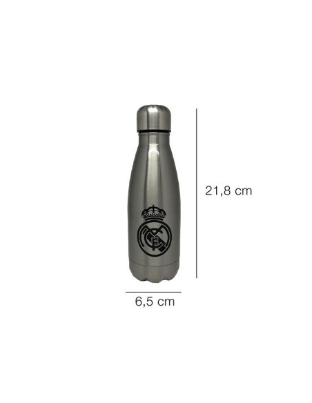Botella Cantimplora Plateada Acero Inoxidable Real Madrid 550ml.