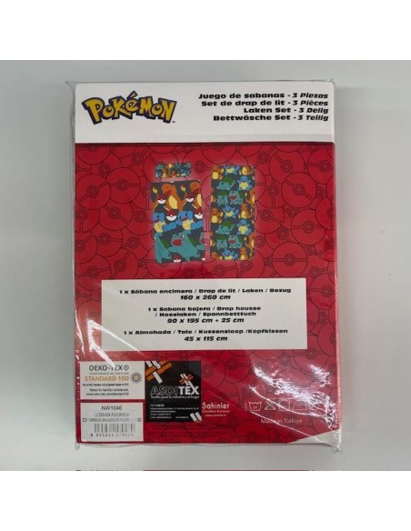 Juego sabanas Pokemon 90cm 3 pzas