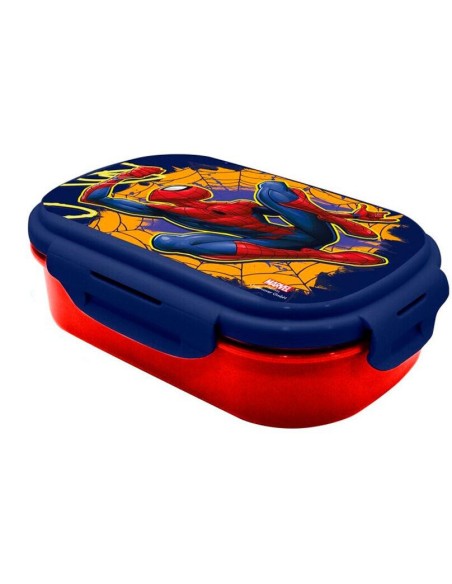 Sandwichera rectangular con cubierto de Spiderman