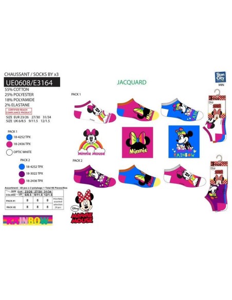Calcetines Minnie Pack de 3 UE0608 V21