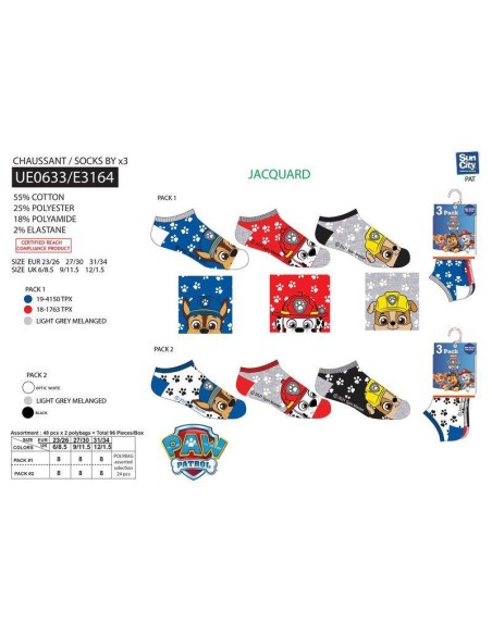Calcetines Patrulla canina  Pack de 3 UE0633 V21