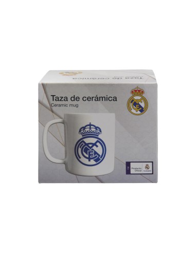 Taza Real Madrid 330ml cerámica escudo azul en...