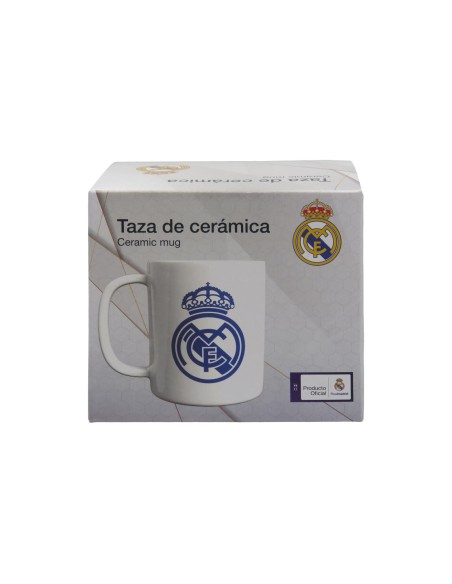 Taza Real Madrid 330ml cerámica escudo azul en caja
