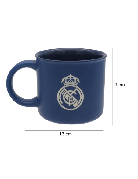 Taza Real Madrid 430ml cerámica azul grabada en caja