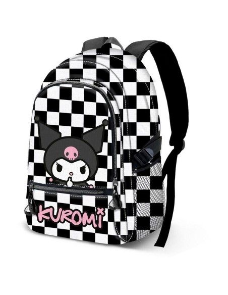 Mochila 44cm Kuromi cuadrados Hello Kitty adaptable