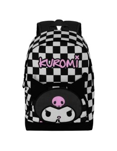 Mochila 44cm Kuromi cuadrados Hello Kitty adaptable