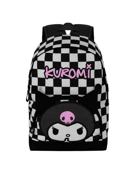 Mochila 44cm Kuromi cuadrados Hello Kitty adaptable