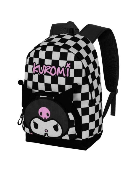 Mochila 44cm Kuromi cuadrados Hello Kitty adaptable