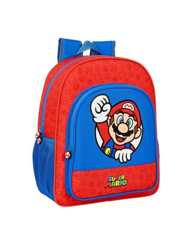 Mochila 38cm Super Mario Trick adaptable rojo
