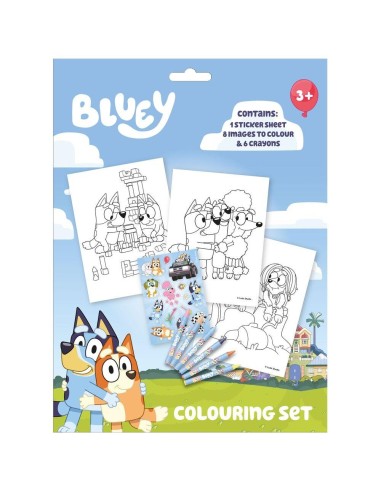 Set colorear + pegatinas Bluey