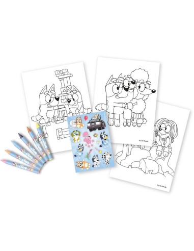 Set colorear + pegatinas Bluey
