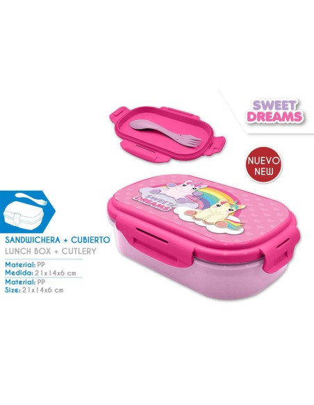 Sandwichera rectangular con cubierto de Sweet dreams & Friends KL11268