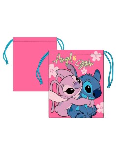 Saco merienda Stitch 26cm rosa