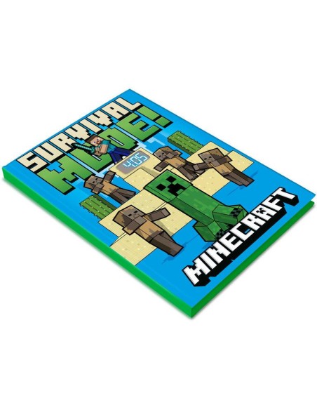 Cuaderno con reloj led Minecraft